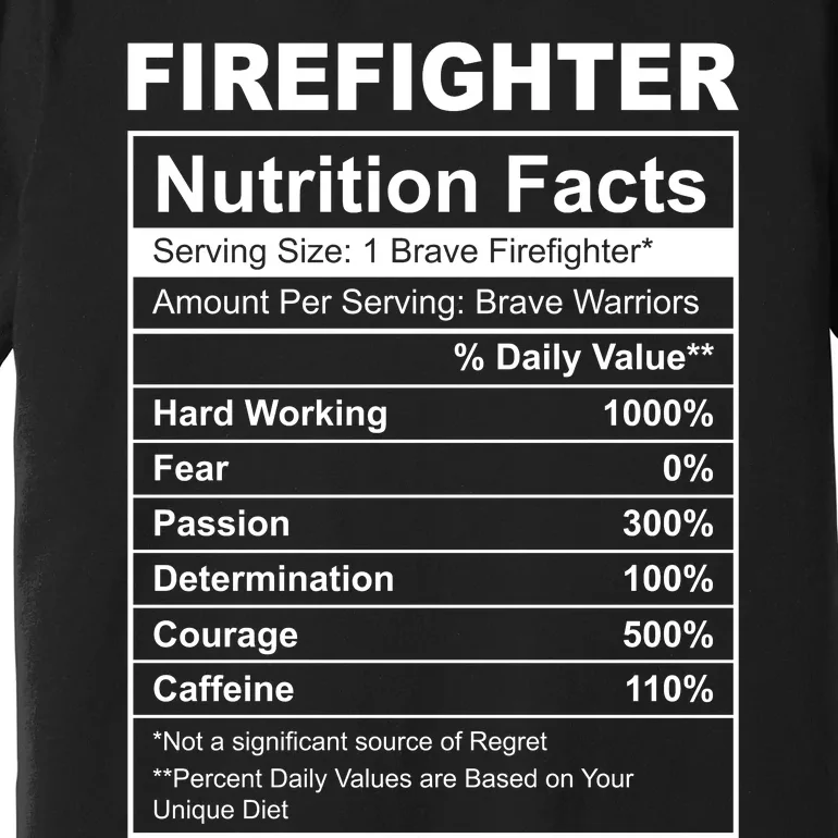 Firefighter Nutrition Facts Funny Premium T-Shirt