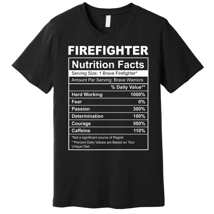 Firefighter Nutrition Facts Funny Premium T-Shirt