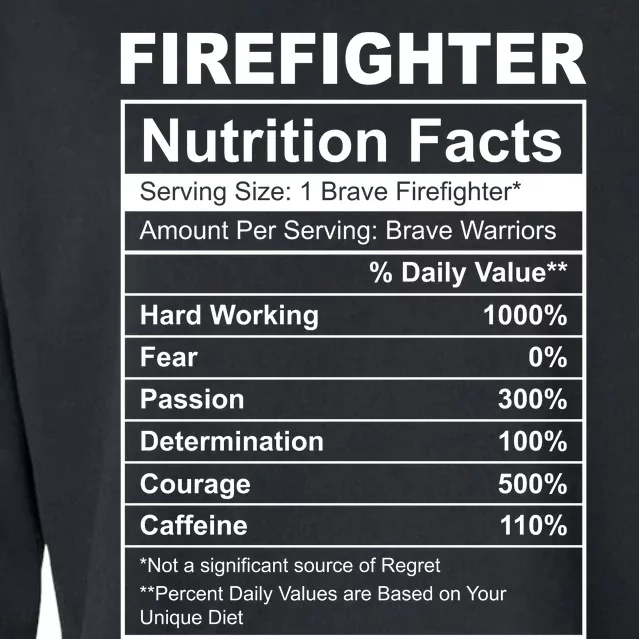 Firefighter Nutrition Facts Funny Cropped Pullover Crew