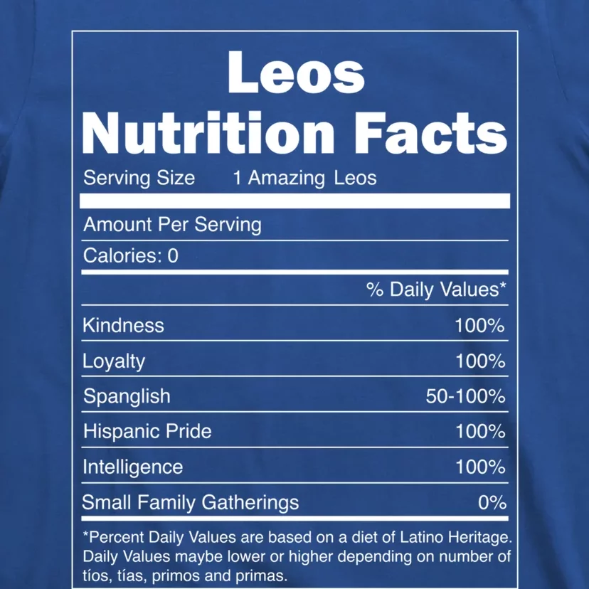 Funny Nutrition Facts Last Name Design Leos Gift T-Shirt