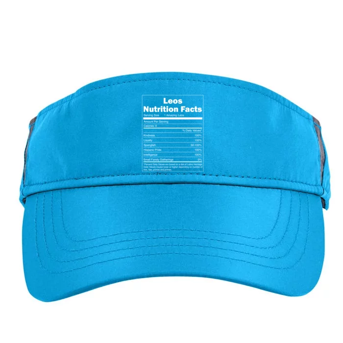 Funny Nutrition Facts Last Name Design Leos Gift Adult Drive Performance Visor