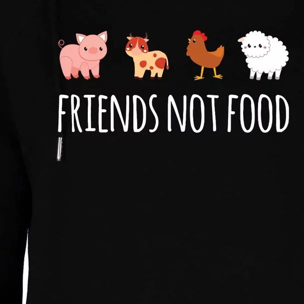 Friends Not Food Vegetarian Vegan Womens Funnel Neck Pullover Hood