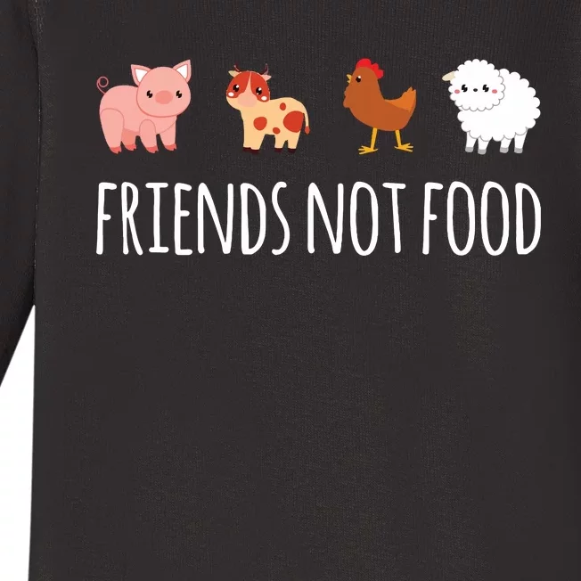 Friends Not Food Vegetarian Vegan Baby Long Sleeve Bodysuit