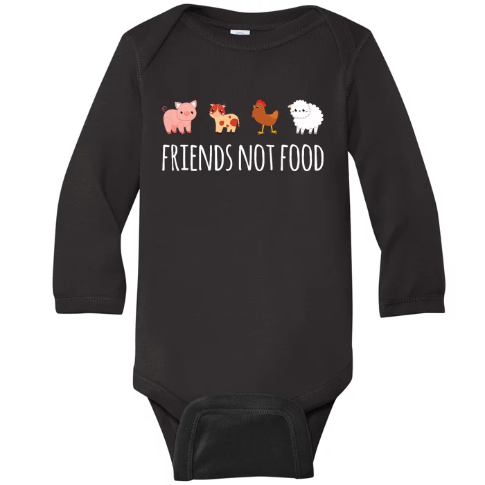 Friends Not Food Vegetarian Vegan Baby Long Sleeve Bodysuit