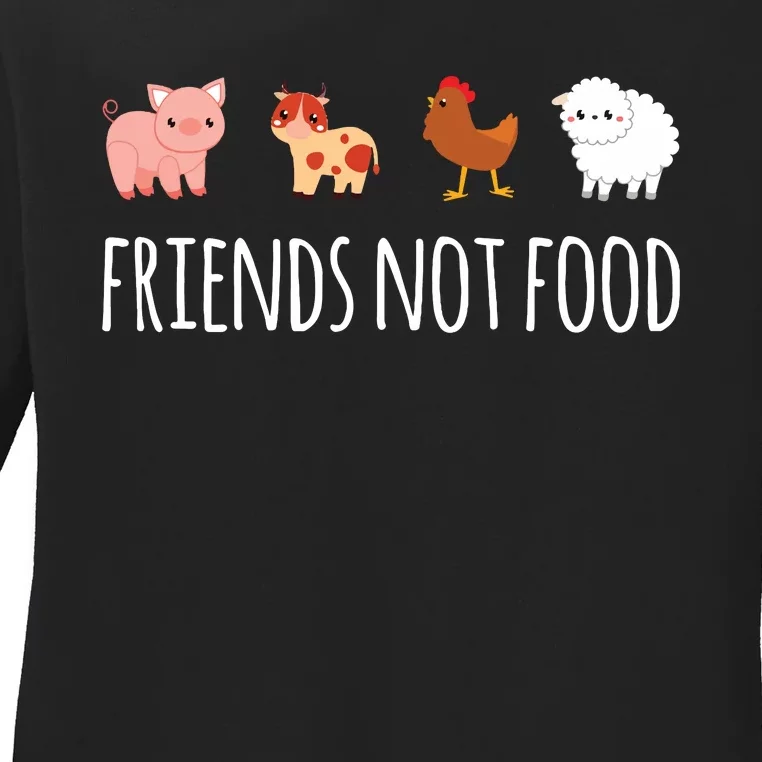 Friends Not Food Vegetarian Vegan Ladies Long Sleeve Shirt