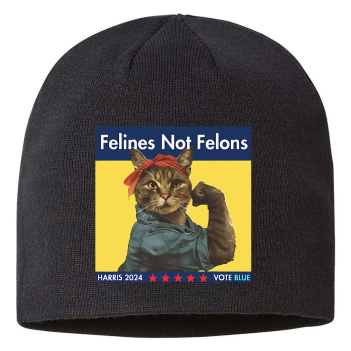 Felines Not Felons Childless Cat Lady Voting Kamala Harris 8 1/2in Sustainable Knit Beanie