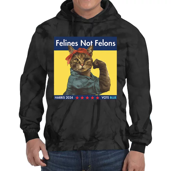 Felines Not Felons Childless Cat Lady Voting Kamala Harris Tie Dye Hoodie