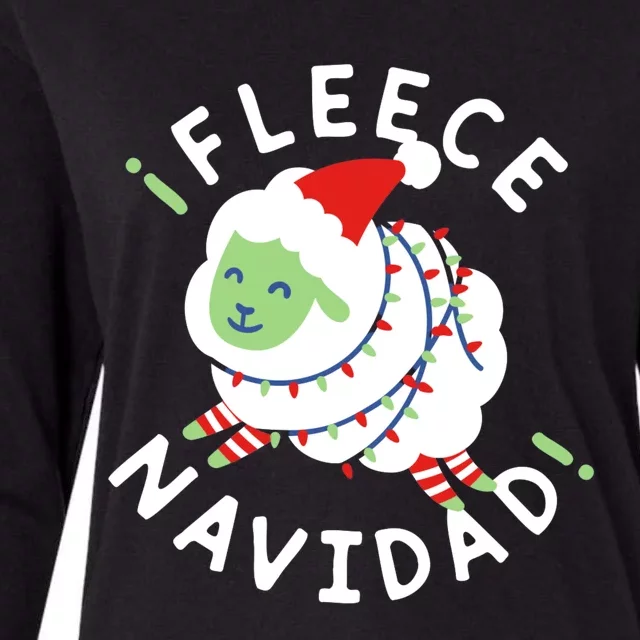 ¡Fleece Navidad Funny Christmas Womens Cotton Relaxed Long Sleeve T-Shirt