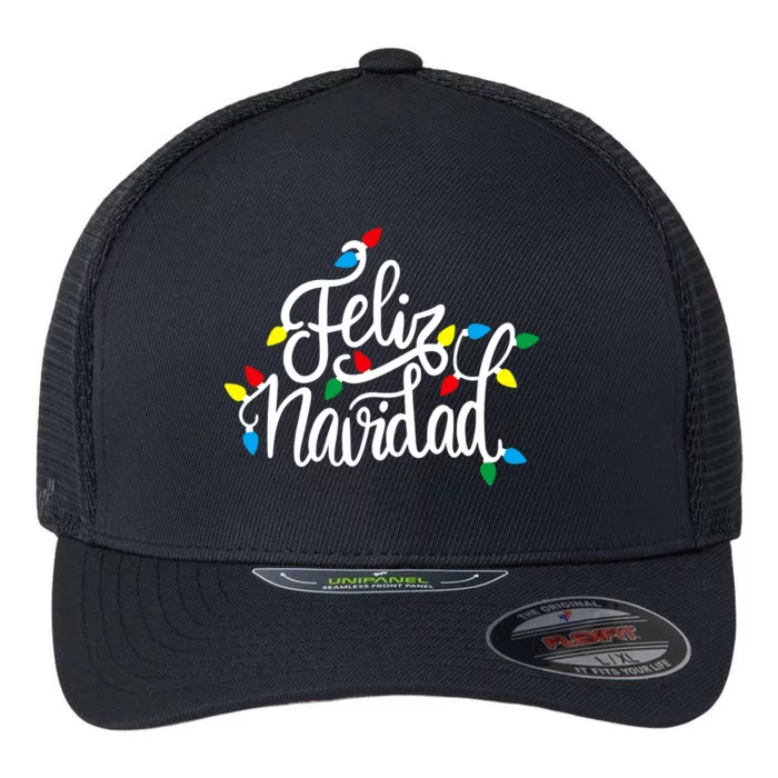 Feliz Navidad Funny Christmas Light Family Group Flexfit Unipanel Trucker Cap