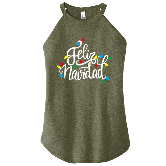 Feliz Navidad Funny Christmas Light Family Group Women’s Perfect Tri Rocker Tank