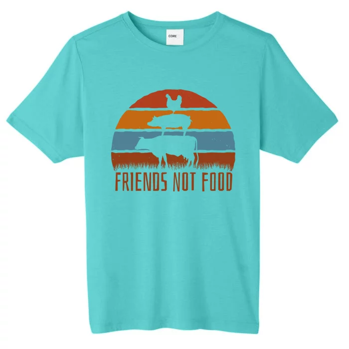 Friends Not Food Vegetarian Vegan Love Animals Sunset Meme Funny Gift ChromaSoft Performance T-Shirt