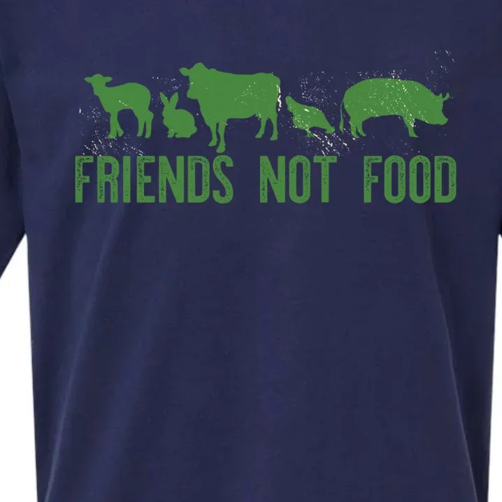 Friends Not Food Veggie Vegetarian Vegan Love Animals Meme Cool Gift Sueded Cloud Jersey T-Shirt