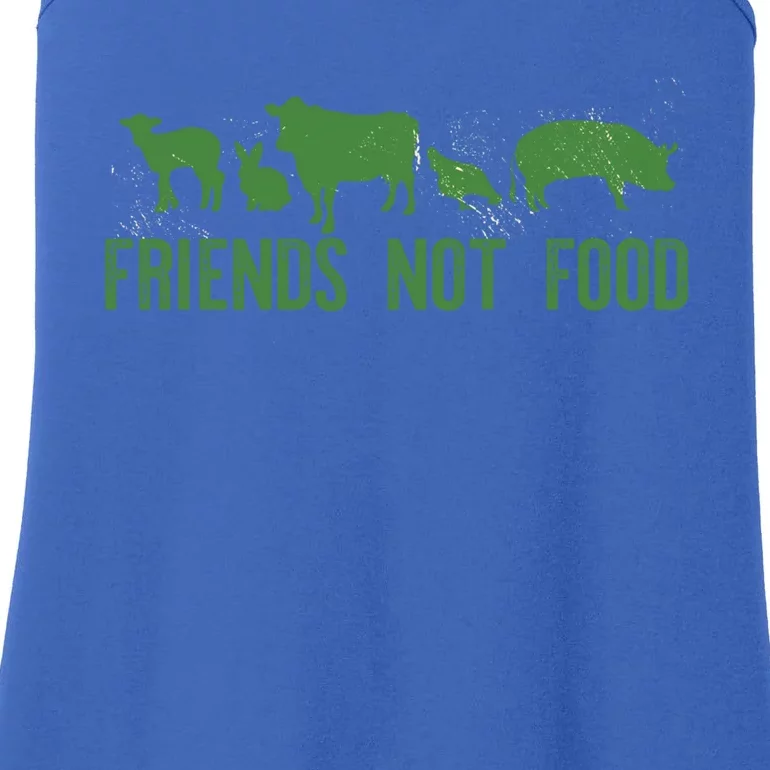 Friends Not Food Veggie Vegetarian Vegan Love Animals Meme Gift Ladies Essential Tank