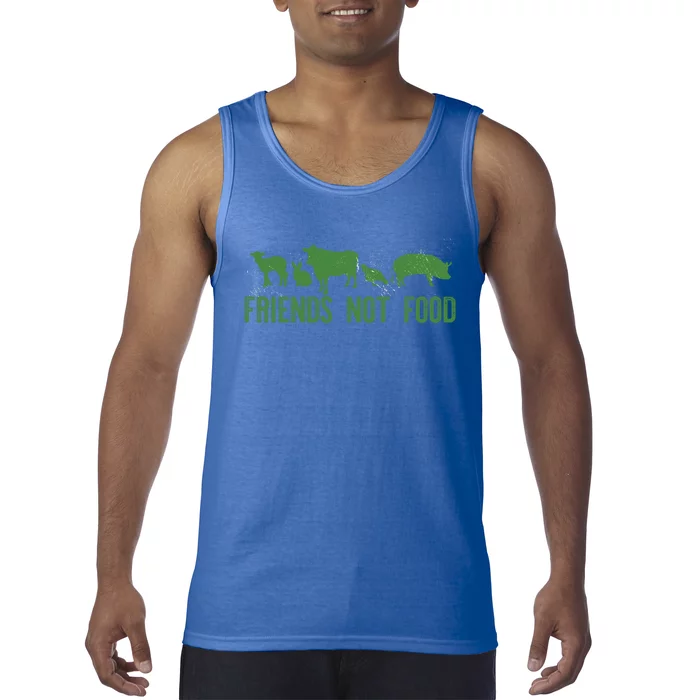 Friends Not Food Veggie Vegetarian Vegan Love Animals Meme Gift Tank Top