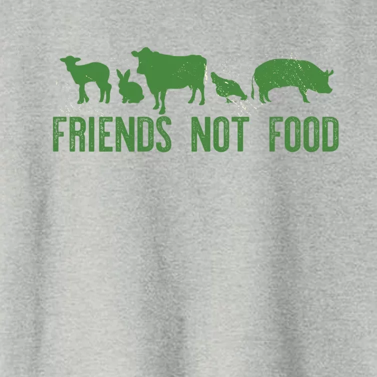 Friends Not Food Veggie Vegetarian Vegan Love Animals Meme Gift Women's Crop Top Tee