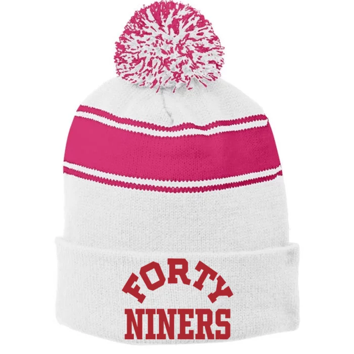 Forty Niners Stripe Pom Pom Beanie