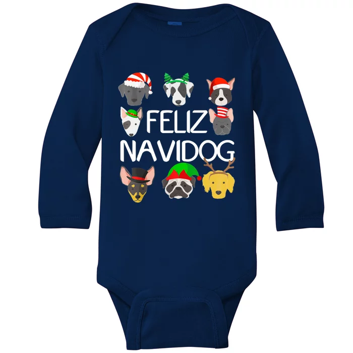 Feliz Navidog Feliz Navidad Christmas For Dog Lovers Baby Long Sleeve Bodysuit