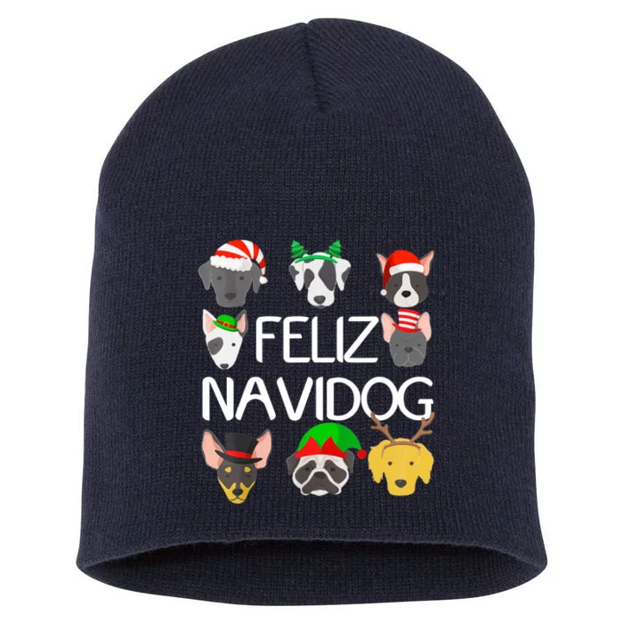 Feliz Navidog Feliz Navidad Christmas For Dog Lovers Short Acrylic Beanie