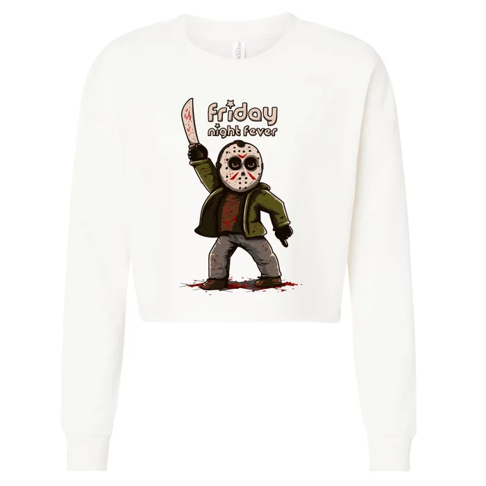 Friday Night Fever Horror Character Halloween Jason Cropped Pullover Crew