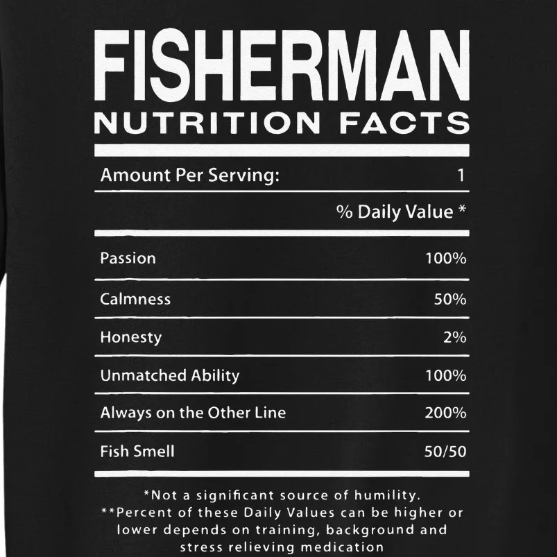 Fisherman Nutrition Facts Funny Birthday Humor Bday Fishing Sweatshirt