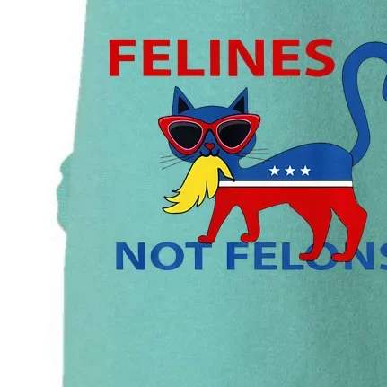 Felines Not Felons Funny Kamala Cat Lady With Trump Hair Doggie 3-End Fleece Hoodie