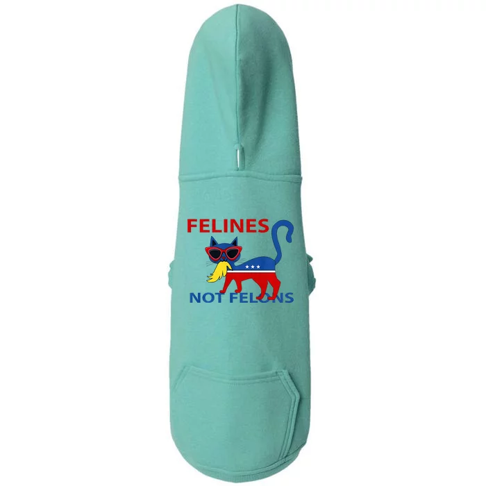 Felines Not Felons Funny Kamala Cat Lady With Trump Hair Doggie 3-End Fleece Hoodie