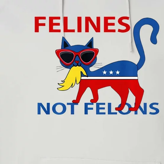 Felines Not Felons Funny Kamala Cat Lady With Trump Hair Performance Fleece Hoodie