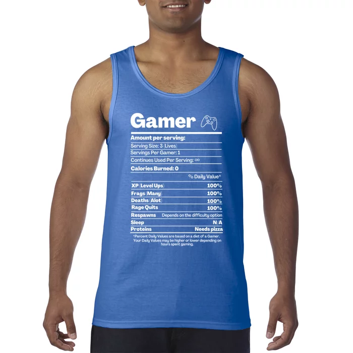 Funny Nutrition Facts Gamer Nutritional Facts Funny Gaming Gift Tank Top