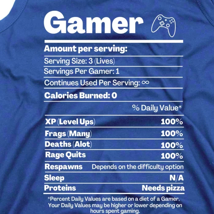 Funny Nutrition Facts Gamer Nutritional Facts Funny Gaming Gift Tank Top