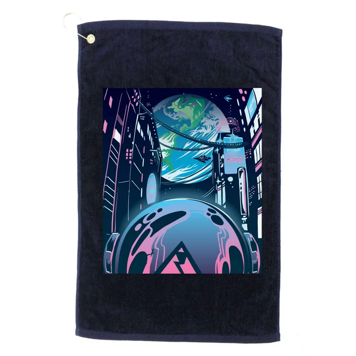 Futuristic Neon Future Platinum Collection Golf Towel