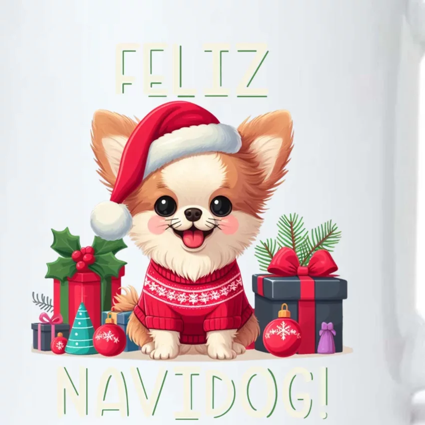 Feliz Navidog Funny Chihuahua Christmas Gift Black Color Changing Mug