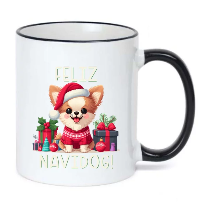 Feliz Navidog Funny Chihuahua Christmas Gift Black Color Changing Mug