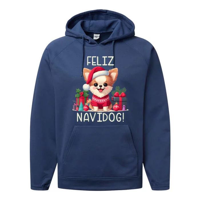 Feliz Navidog Funny Chihuahua Christmas Gift Performance Fleece Hoodie