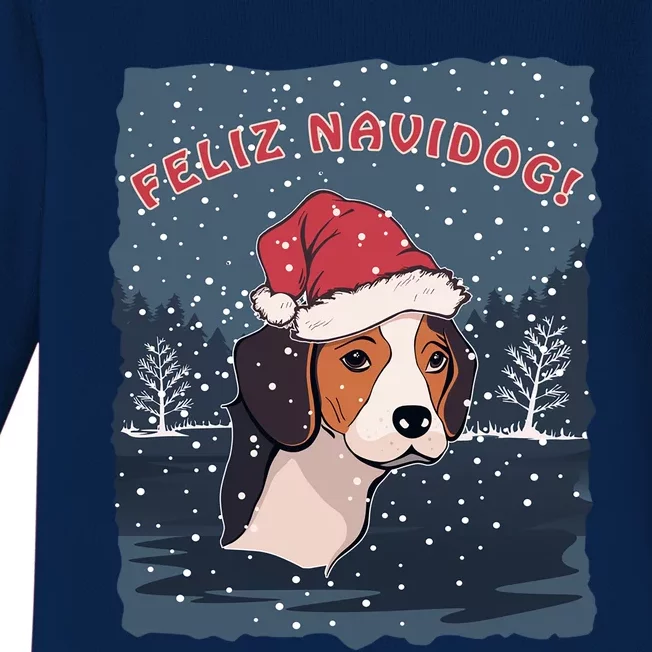 Feliz Navidog Funny Beagle Christmas Gift Baby Long Sleeve Bodysuit