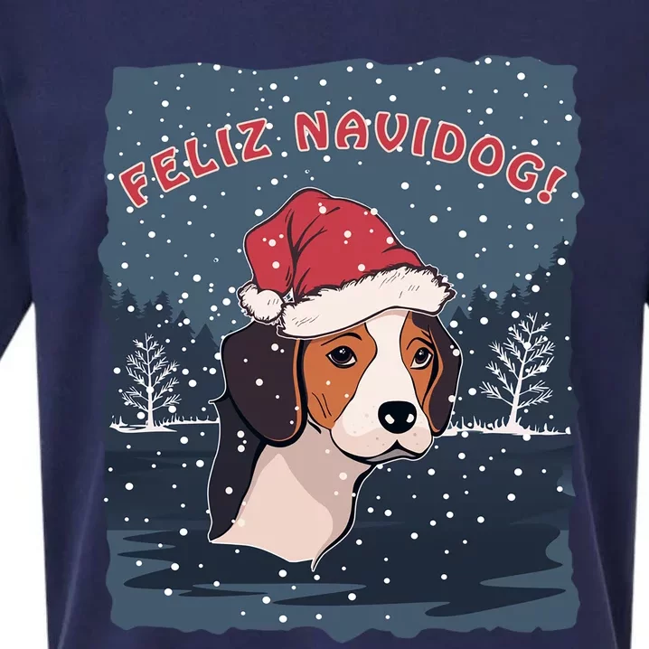 Feliz Navidog Funny Beagle Christmas Gift Sueded Cloud Jersey T-Shirt