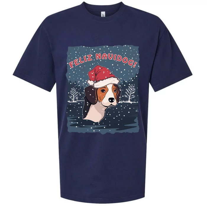 Feliz Navidog Funny Beagle Christmas Gift Sueded Cloud Jersey T-Shirt