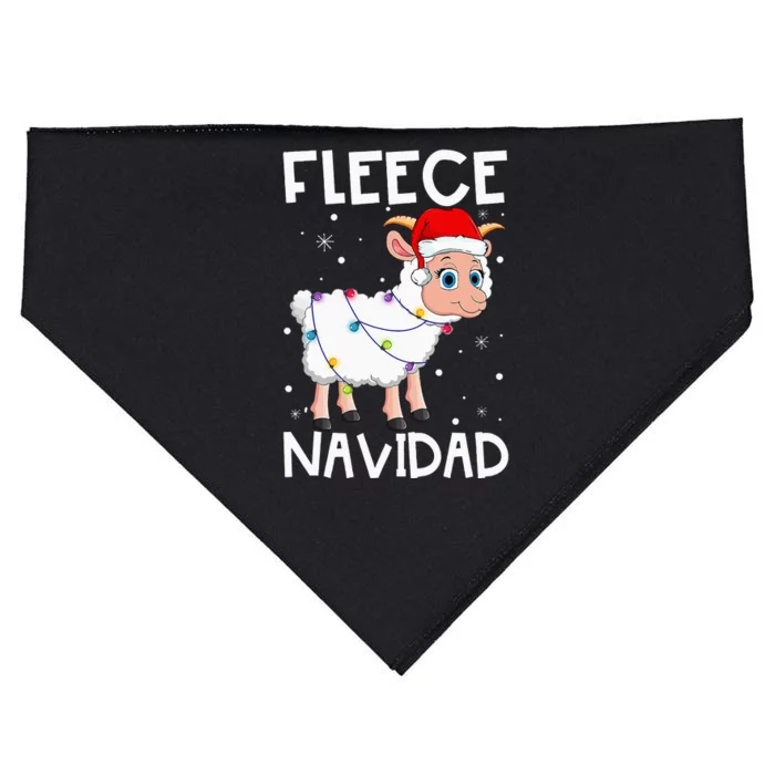 Fleece Navidad Funny Christmas Sheep Feliz Xmas Lights USA-Made Doggie Bandana