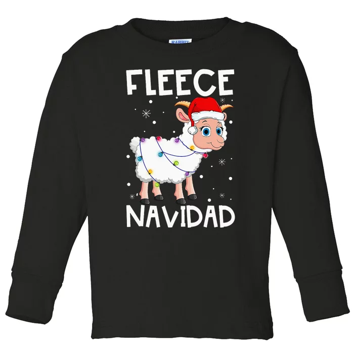 Fleece Navidad Funny Christmas Sheep Feliz Xmas Lights Toddler Long Sleeve Shirt