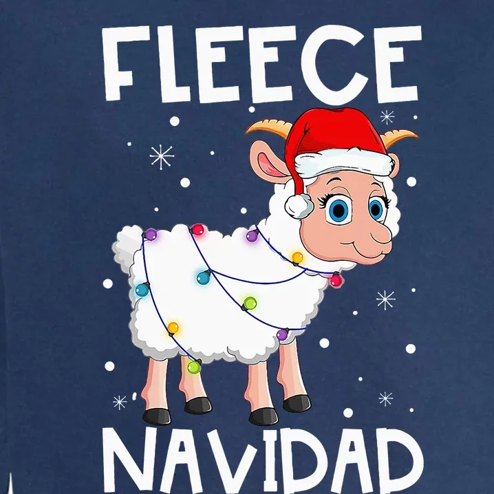 Fleece Navidad Funny Christmas Sheep Feliz Xmas Lights Garment-Dyed Sweatshirt