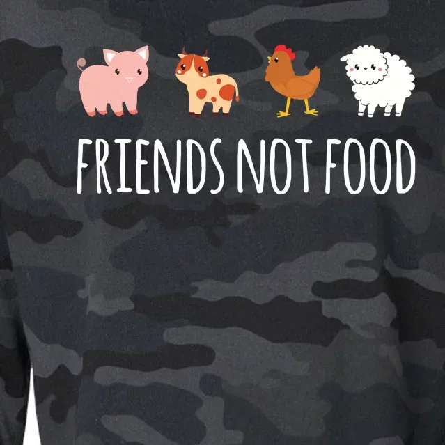 Friends Not Food Vegetarian Vegan Cropped Pullover Crew