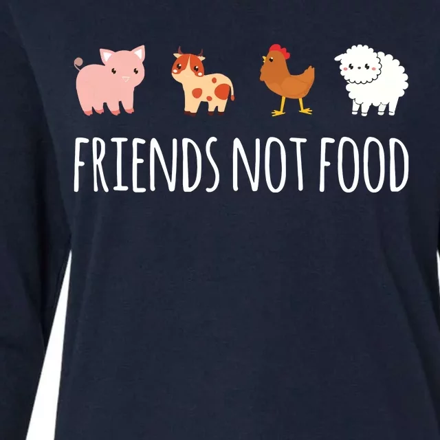 Friends Not Food Vegetarian Vegan Womens Cotton Relaxed Long Sleeve T-Shirt