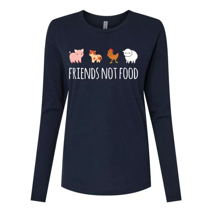 Friends Not Food Vegetarian Vegan Womens Cotton Relaxed Long Sleeve T-Shirt