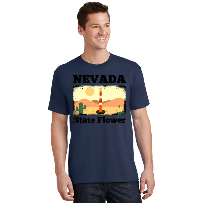 Funny Nevada Flower Construction Cone T-Shirt