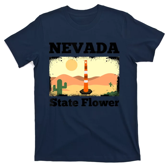 Funny Nevada Flower Construction Cone T-Shirt