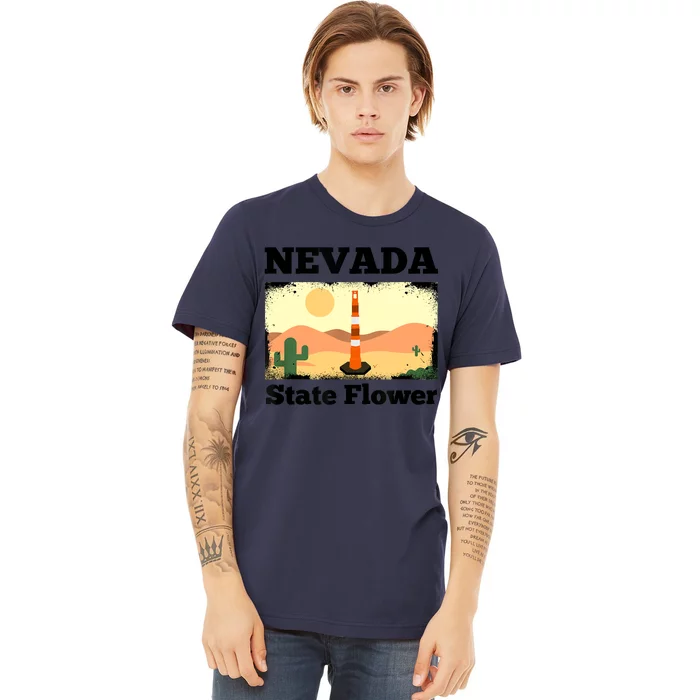 Funny Nevada Flower Construction Cone Premium T-Shirt