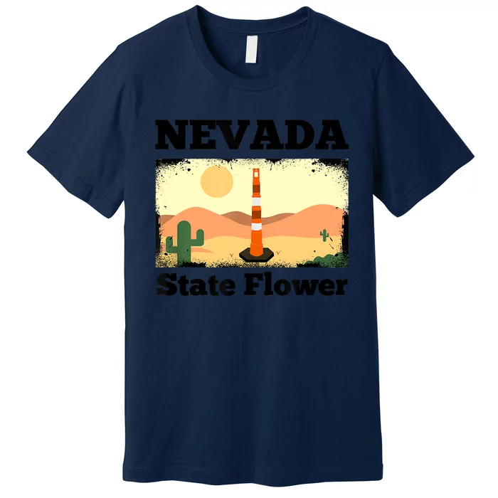 Funny Nevada Flower Construction Cone Premium T-Shirt