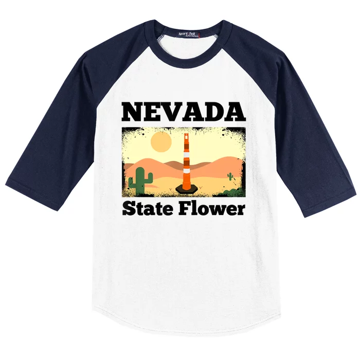 Funny Nevada Flower Construction Cone Baseball Sleeve Shirt