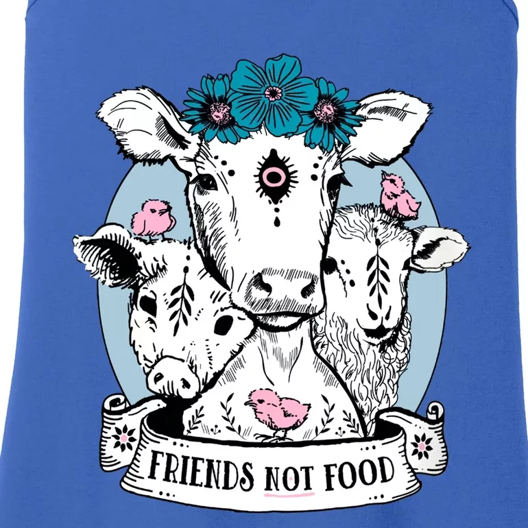 Friends Not Food Vegetarian Vegan Goat Animal Liberation Great Gift Ladies Essential Tank