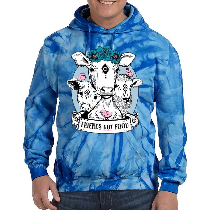 Friends Not Food Vegetarian Vegan Goat Animal Liberation Great Gift Tie Dye Hoodie