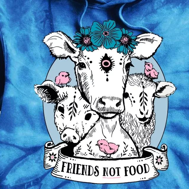 Friends Not Food Vegetarian Vegan Goat Animal Liberation Great Gift Tie Dye Hoodie